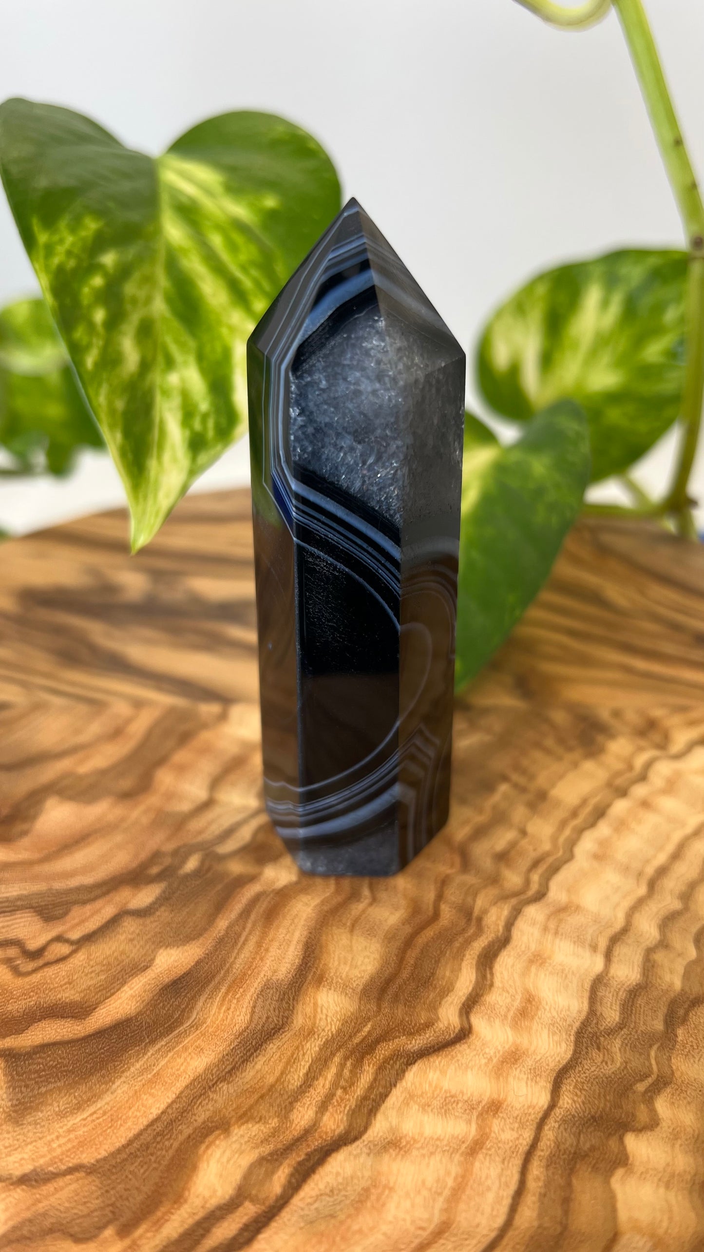 Schwarzer Achat Turm (#6)