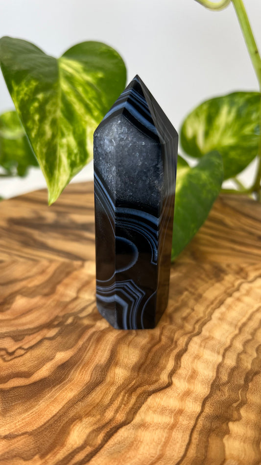 Schwarzer Achat Turm (#6)