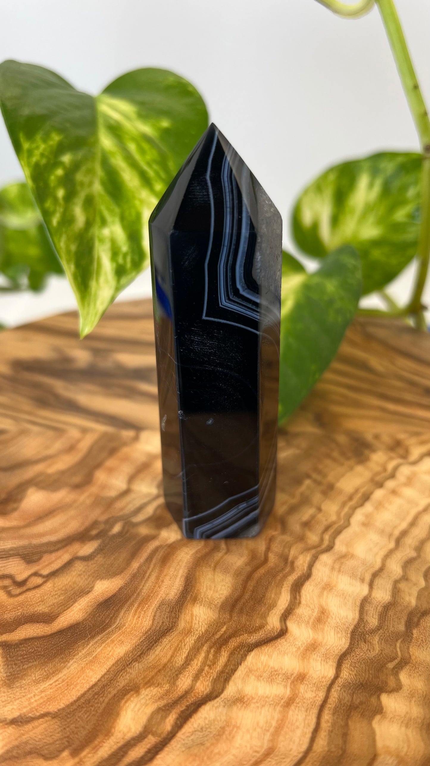 Schwarzer Achat Turm (#6)