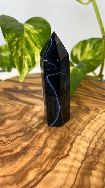 Schwarzer Achat Turm (#8)