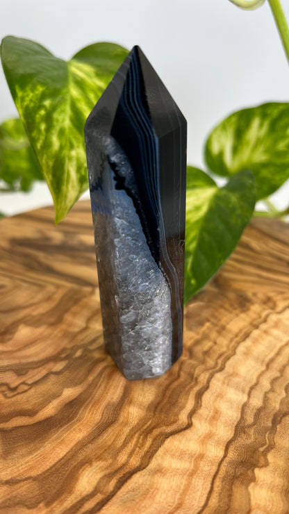 Schwarzer Achat Turm (#5)